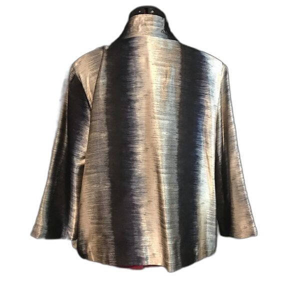 Chico’s Jacket Women’s Size Large Blue Shimmer Three-Quarter Sleeve Open Front - Picture 2 of 9